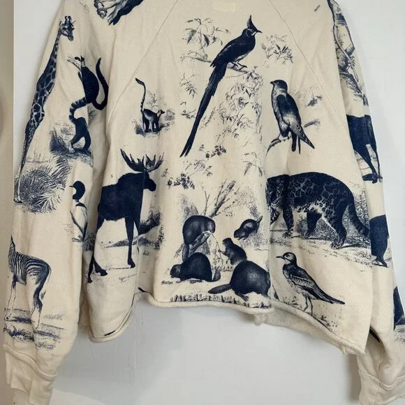 MOTHER animal print cropped 100% cotton sweatshirt - Picture 2 of 5